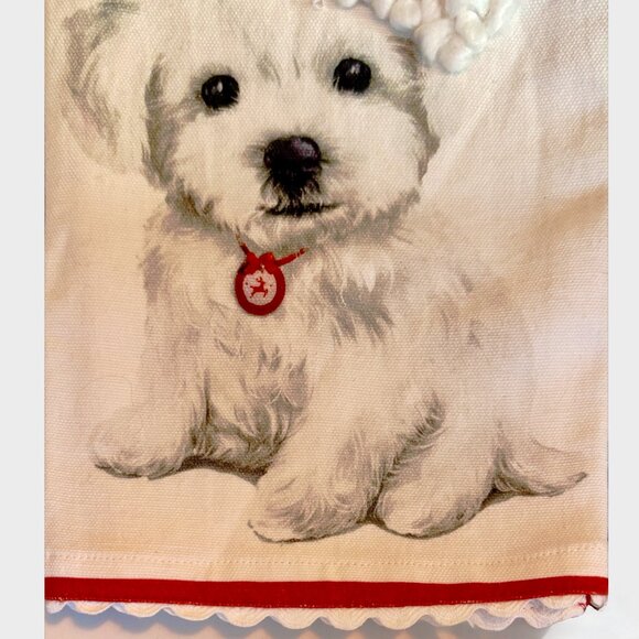 Isaac Mizrahi Kitchen Towel ~ Christmas Maltese Wearing a Santa Hat - Picture 4 of 5